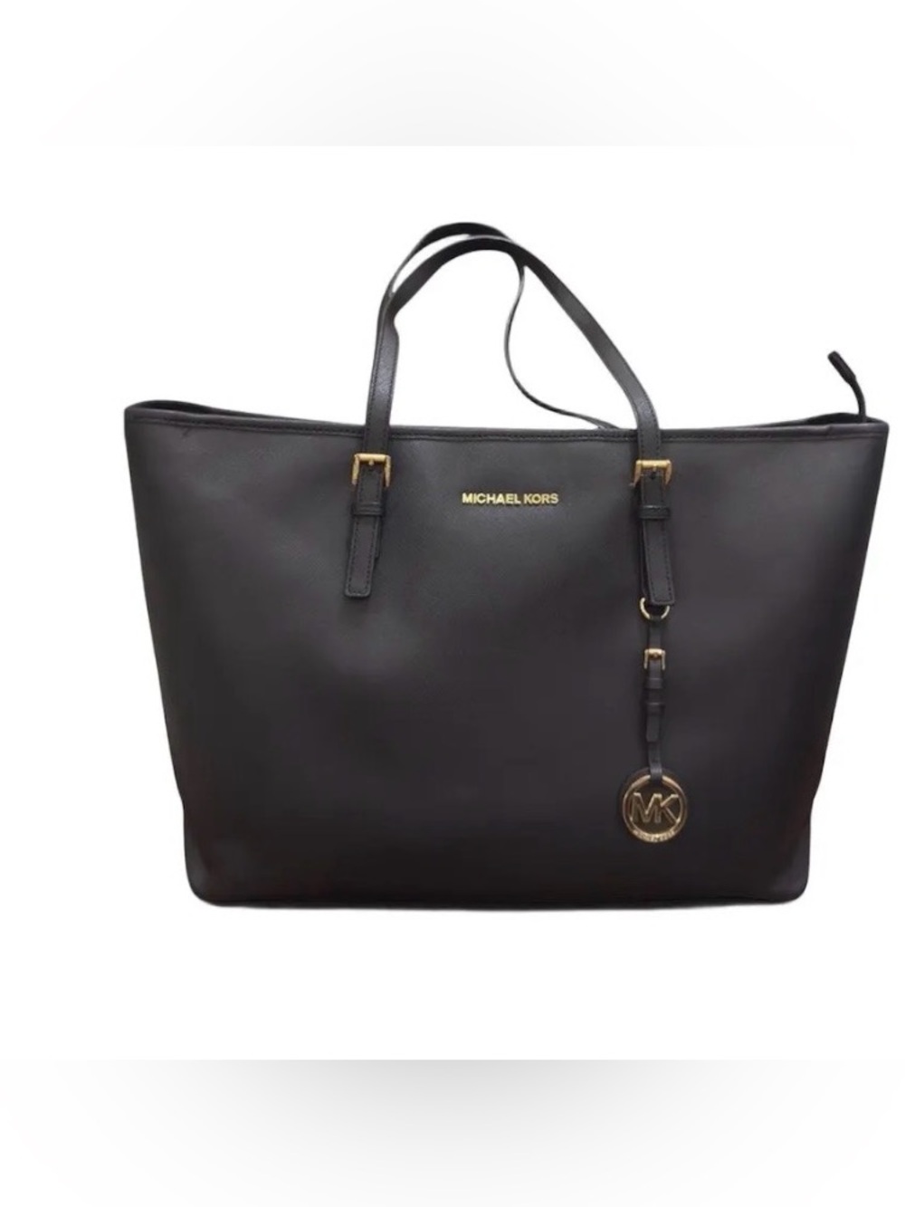 Michael Kors Black Saffiano Leather Extra Large Jet Set Travel TZ Tote black